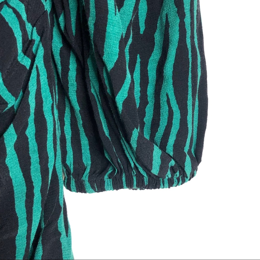 ZARA Mini Dress Ruffle Front Ruched Flare Zebra - Picture 9 of 10
